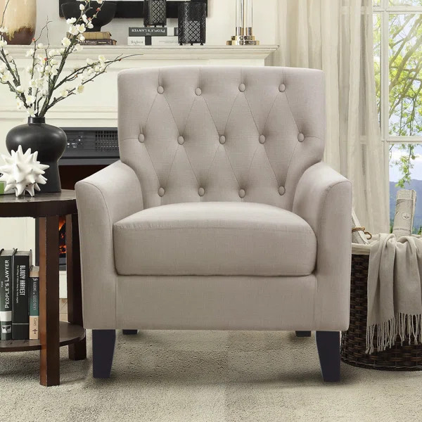 Popel 29.5'' Wide Tufted Linen Armchair | Wayfair North America