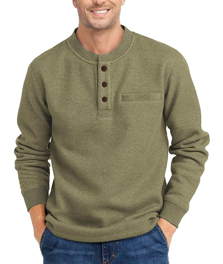 ZITY Long Sleeve Henley Shirts for Men Casual Waffle Thermal Fashion Pullover 3-Button T-Shirt wi... | Amazon (US)