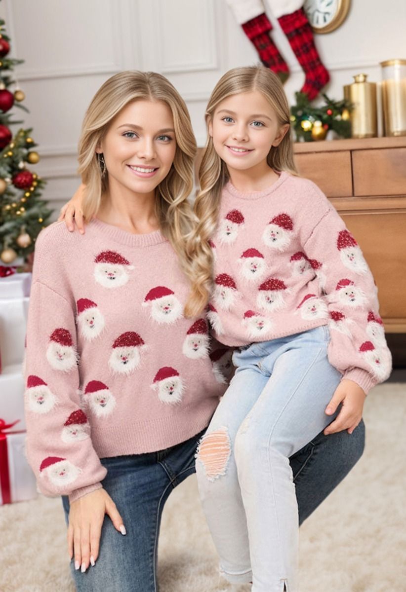 Fuzzy Santa Claus Knit Top in Pink | Chicwish