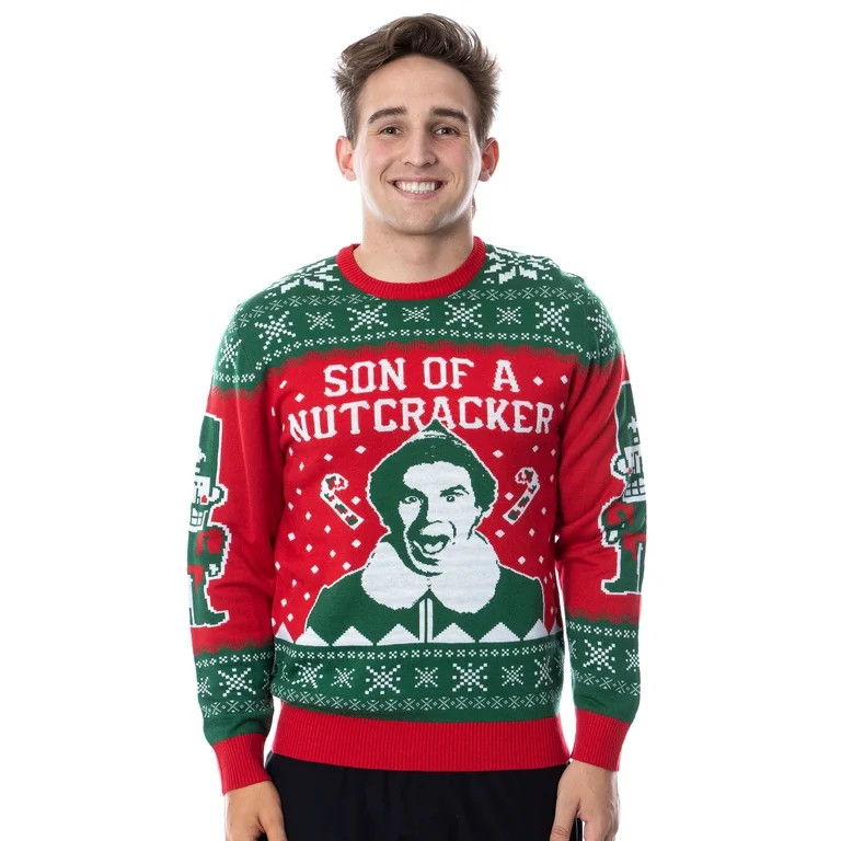 ELF Movie Men's Son of a Nutcracker Ugly Christmas Sweater Knit Pullover (L) - Walmart.com | Walmart (US)