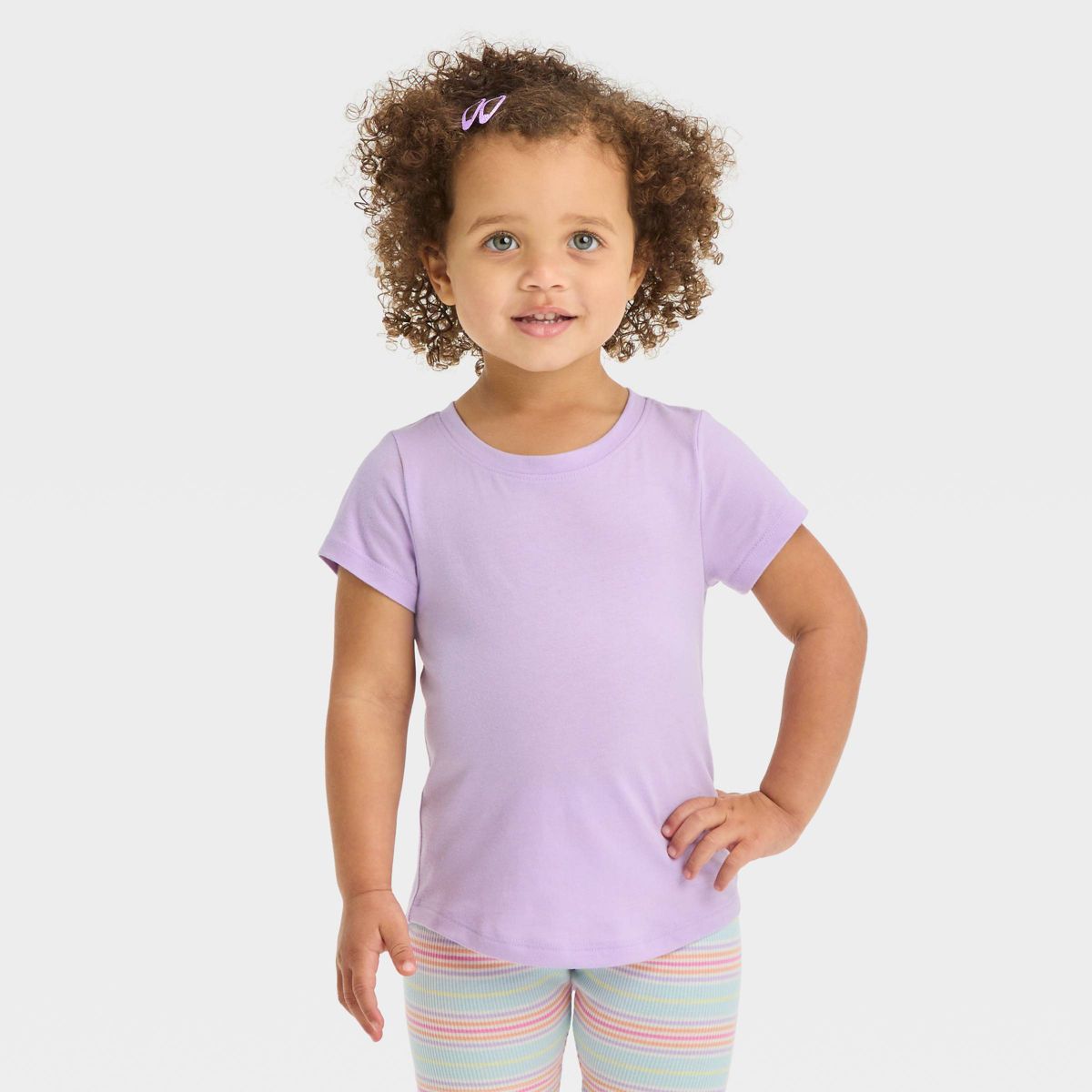 Toddler Girls' Short Sleeve Solid T-Shirt - Cat & Jack™ Purple 18M: Crewneck, Lightweight Knit,... | Target