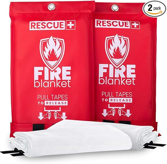 Rescue+ Emergency Fire Blankets – 2 Pack, 40” x 40” Fiberglass Flame Retardant Safety Blank... | Amazon (US)