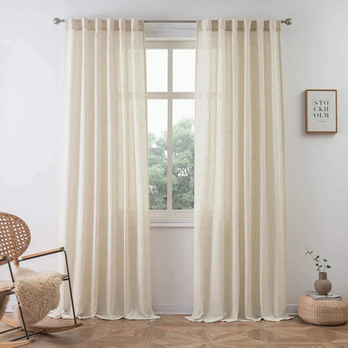 Janie Rod Pocket Linen Blend Semi-Sheer Curtain Panel Pair  (Set of 2) | Wayfair North America