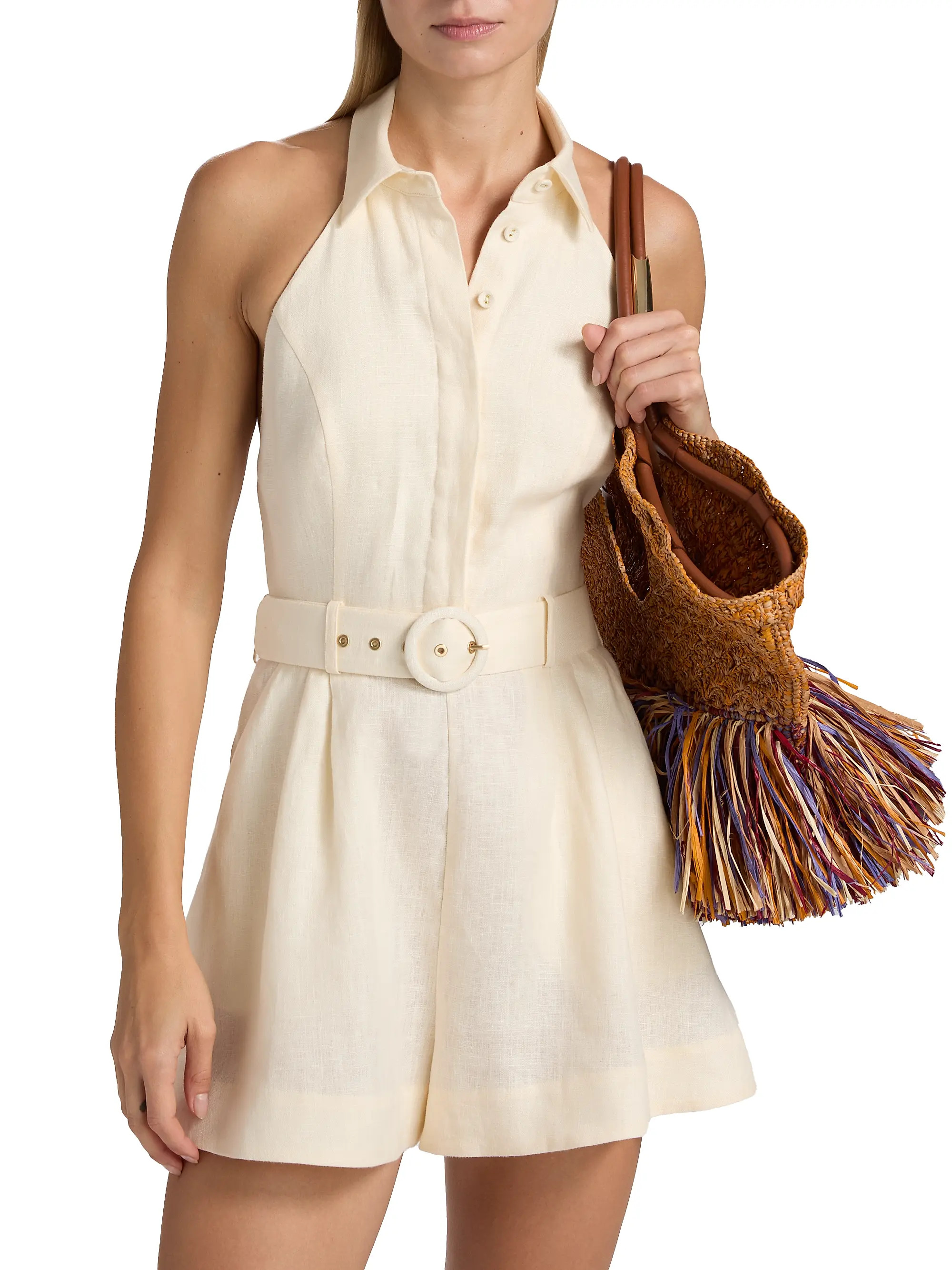 Zimmermann Awaken Halterneck Linen Romper | Saks Fifth Avenue | Saks Fifth Avenue