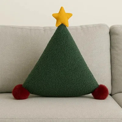Festive Green Christmas Tree Filled Throw Pillow 12" X 12" - Holiday Triangle Shaped Decorative Pillow | Wayfair North America