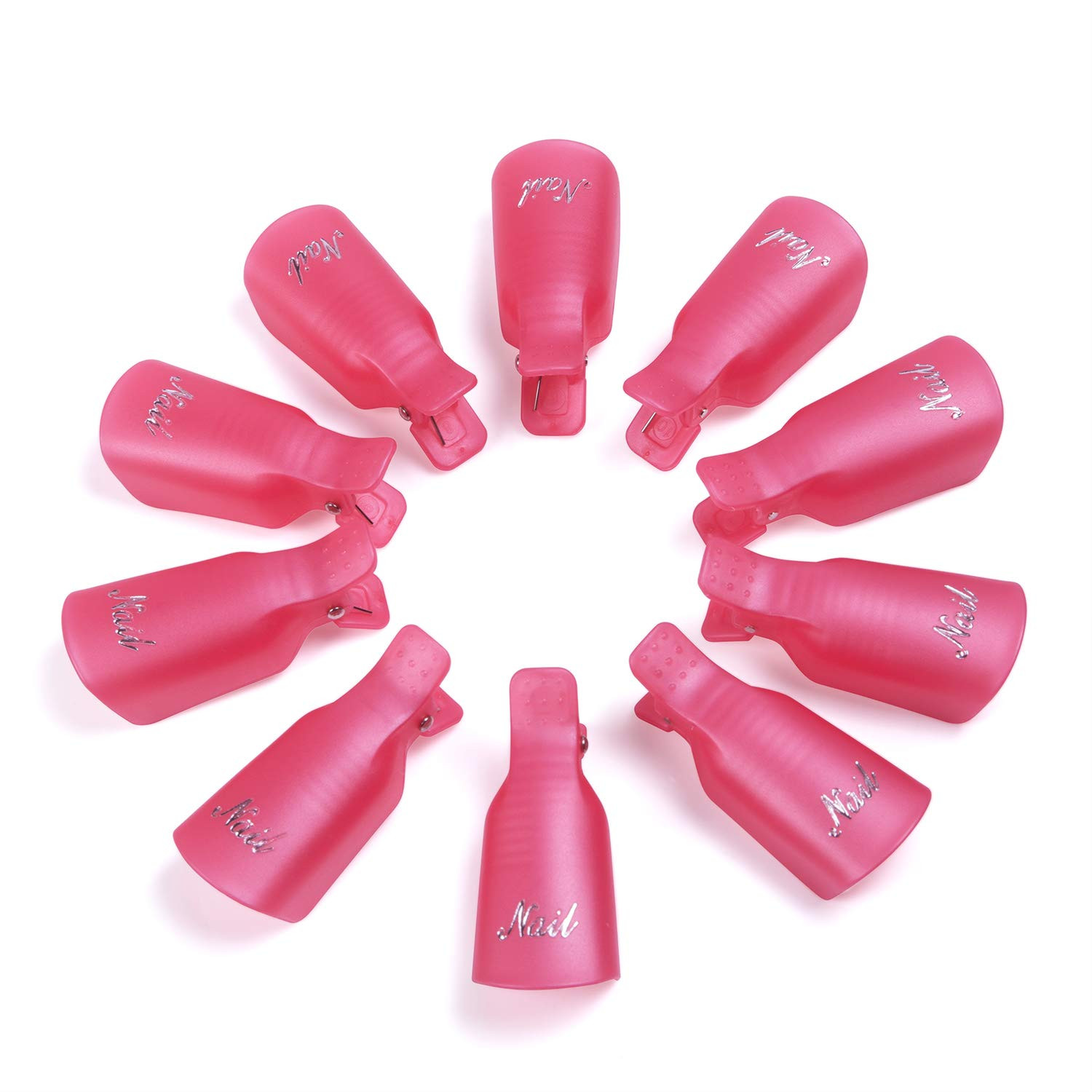 Gospire 10 Pcs Plastic Nail Clip Nail Art Gel Polish Remover Soak Off Cleaner Cap Clip (pink) | Amazon (US)