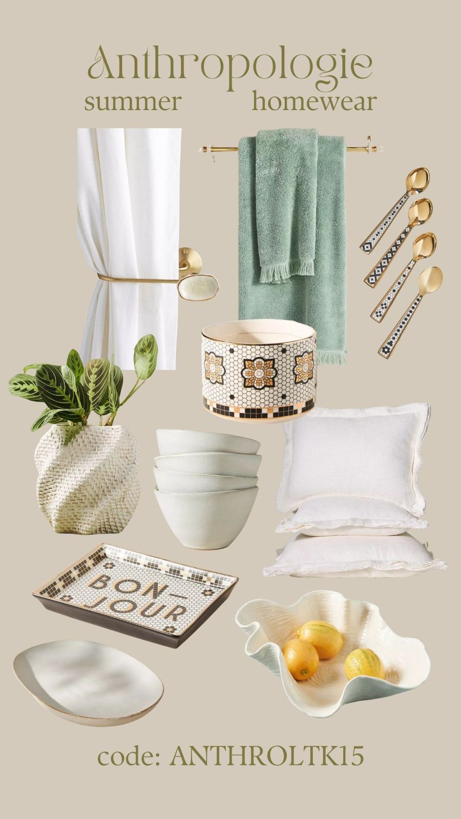 My summer Anthropologie picks ☀️ Use code ANTHROLTK15 for 15% off at checkout until May 13th 🫶🏼

Homewear, interiors, towels, bathroom, kitchen, crockery, pillows, beddings, clean home, clean aesthetic, vase, fruit bowl

#LTKhome #LTKspring #LTKuk