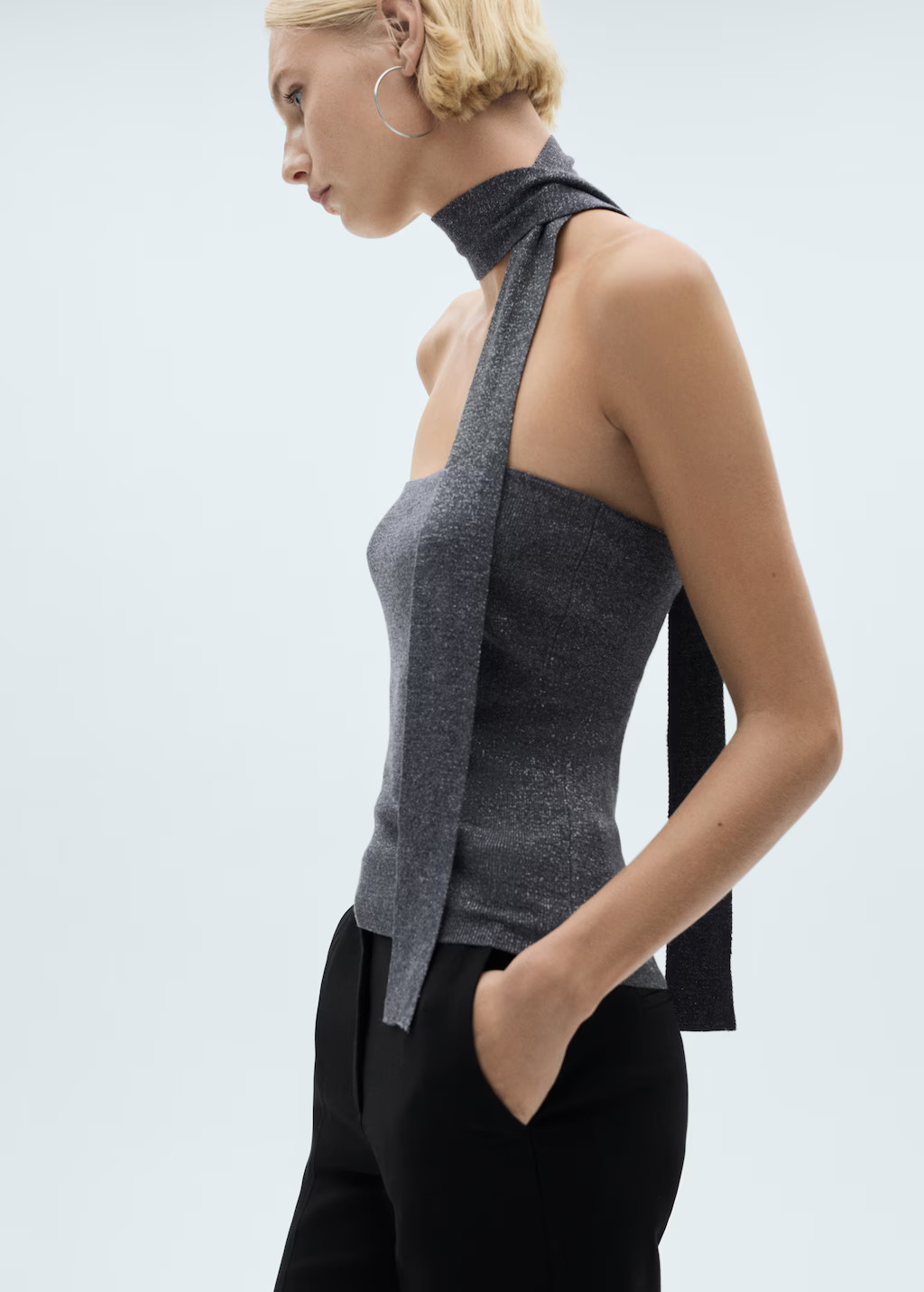 Lurex top with bow - Women | MANGO United Kingdom | MANGO (UK)