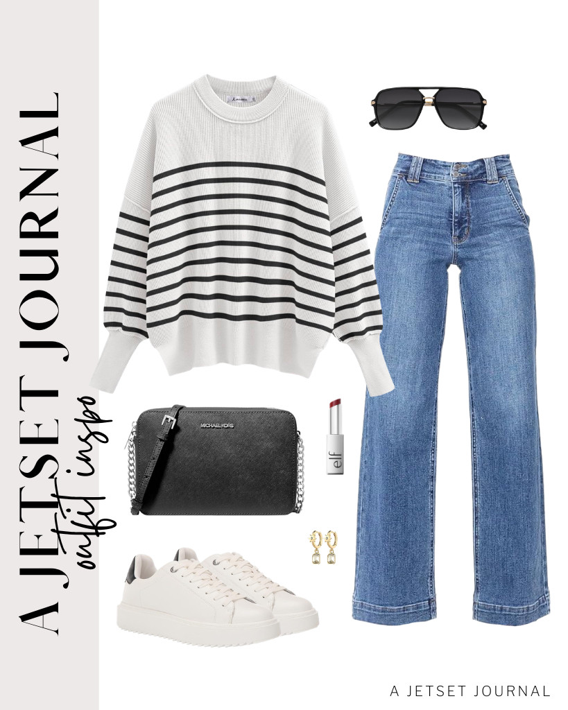 I absolutely love this oversized batwing sweater from LILLUSORY, paired with wide-leg jeans. To complete the outfit, add a Michael Kors large crossbody bag and Steve Madden sneakers. So chic! 

 #LTKSeasonal #LTKSaleAlert #LTKTravel