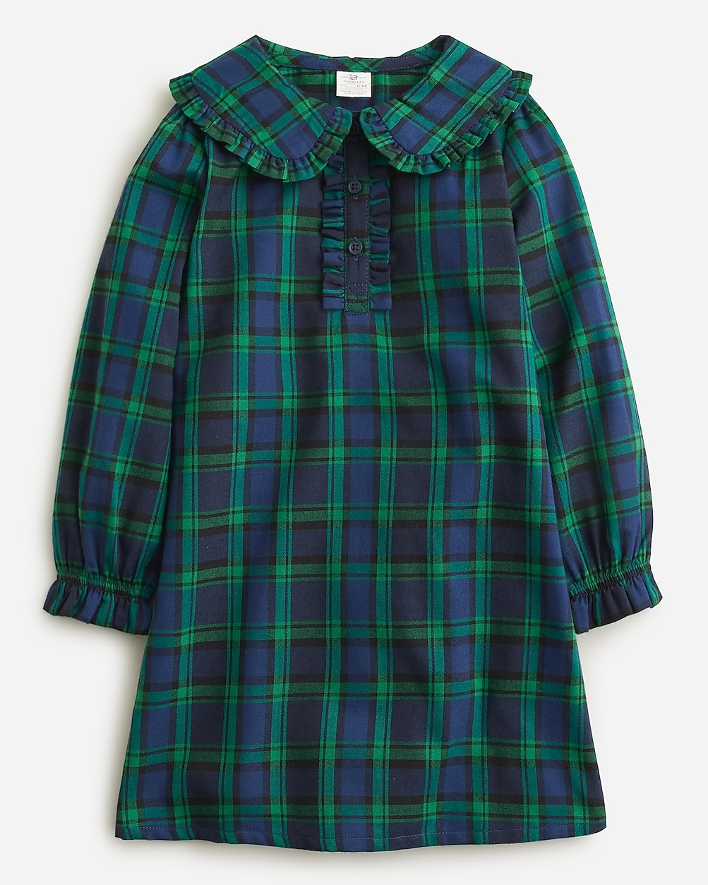 Girls' long-sleeve flannel nightgown in Black Watch tartan | J. Crew US