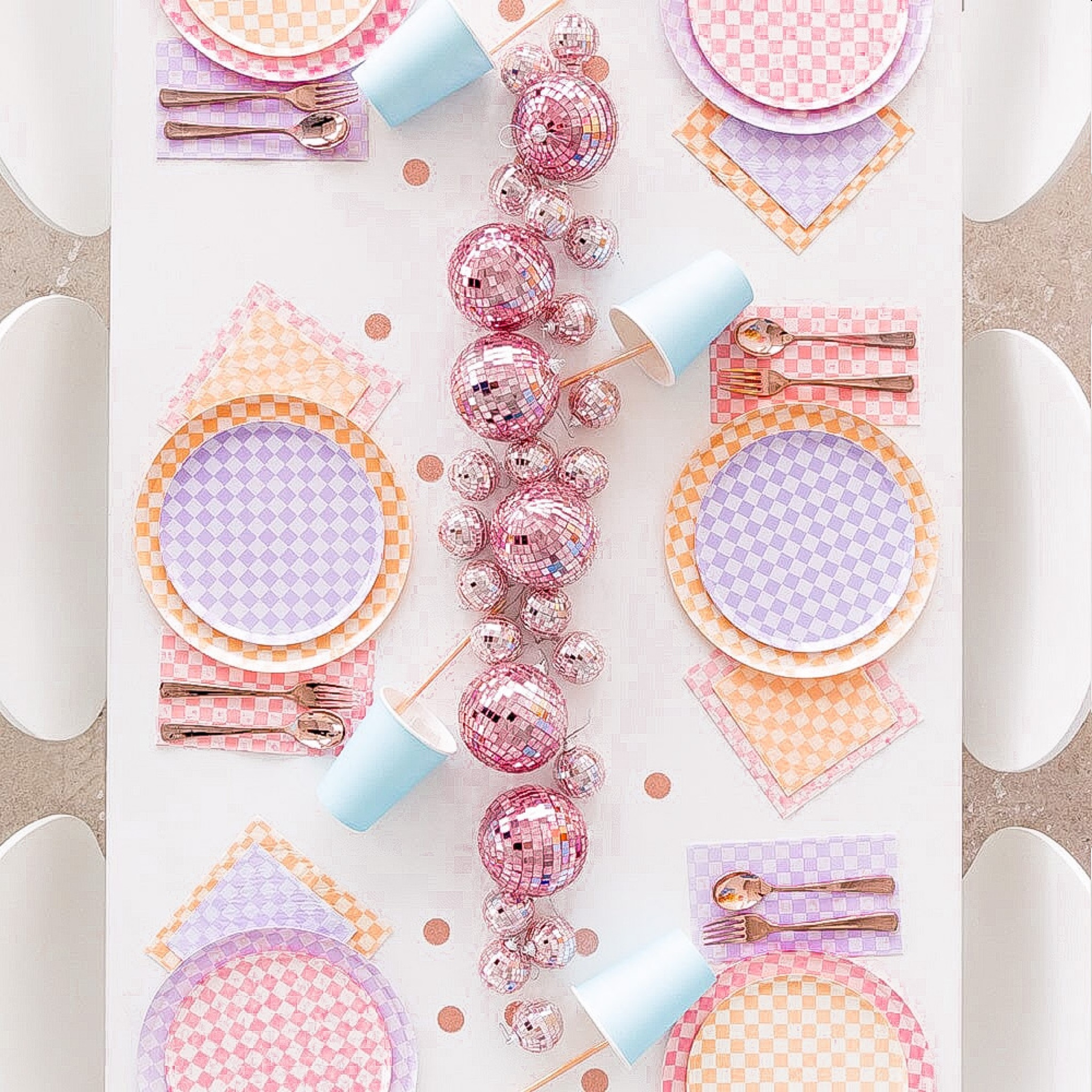 Kids party #kidsparty #disco #discoball #parties #partyideas #partytheme #partydecor #checker #checkered #checkerboard #plates #silverware #cups #napkins #kidspartyides #whitetable #table #chairs #diningtable #diningchairs

#LTKhome #LTKkids #LTKparties