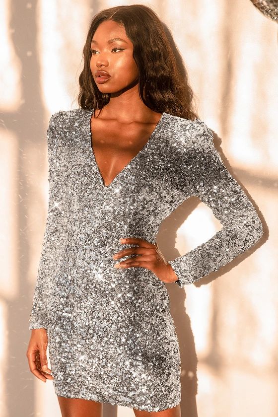 Brand New You Silver Sequin Bodycon Mini Dress | Lulus (US)