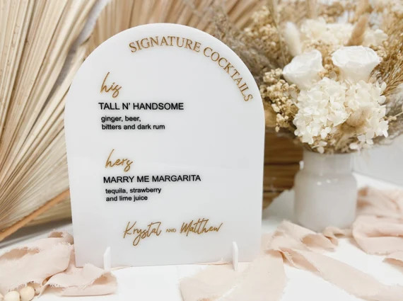 Engraved Acrylic Arch Bar Menu  Signature Cocktails - Etsy | Etsy (US)
