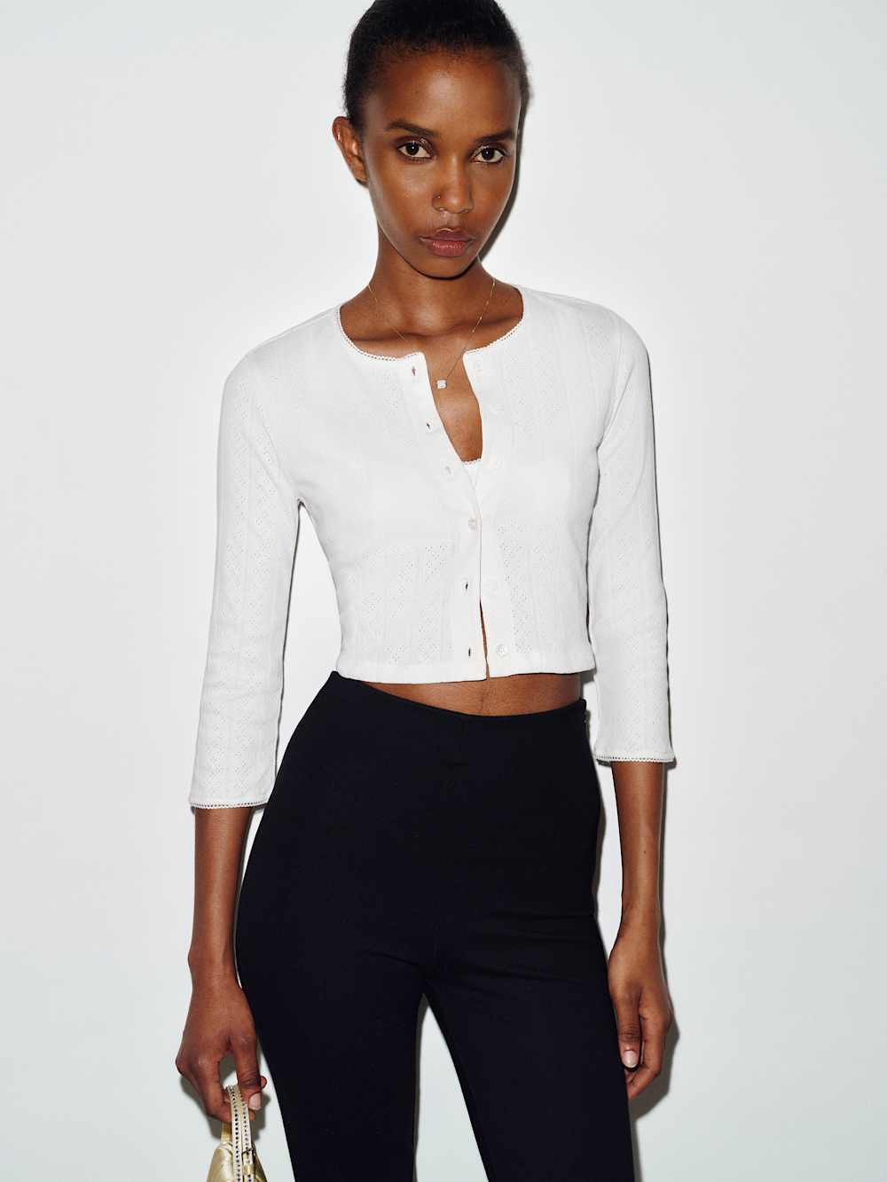 Gia Pointelle Knit Cardigan | Reformation (Global)
