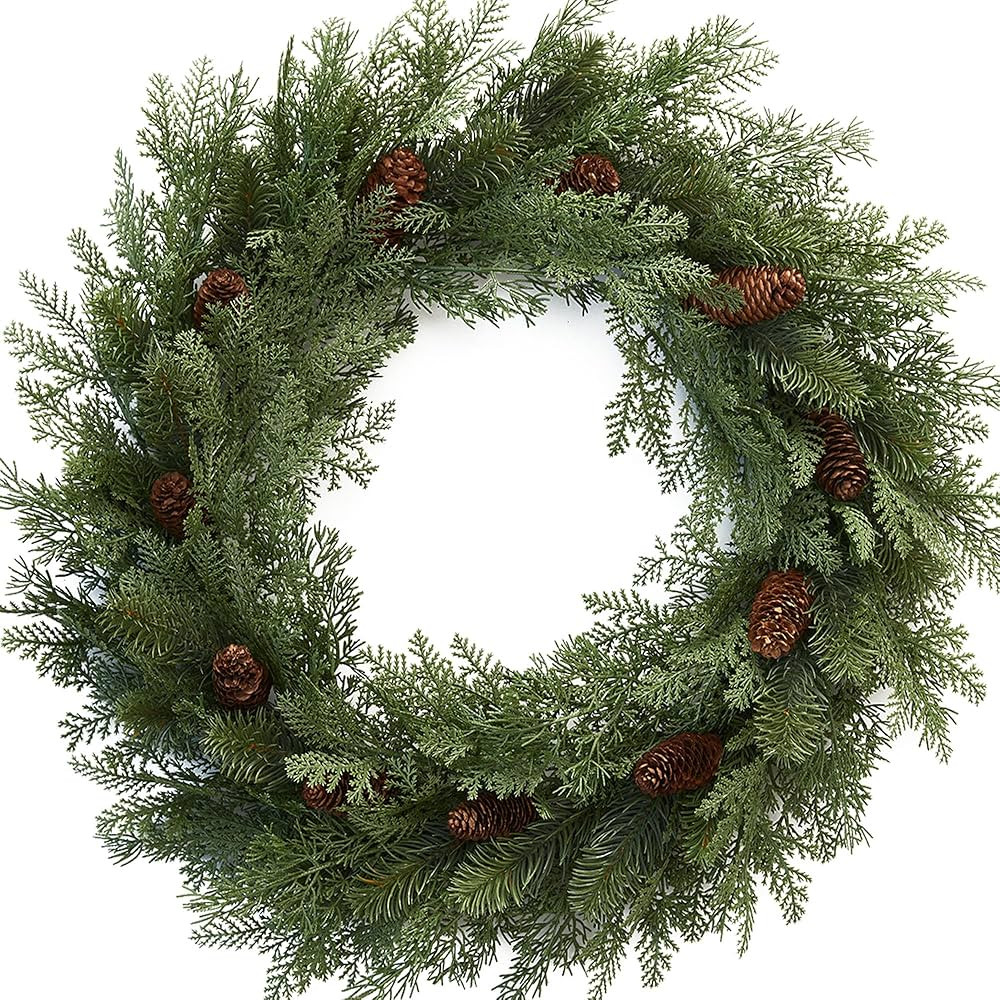 Christmas Wreath - 24 inch Artificial Wreath for Front Door with Pine Cones Needles for Indoor Ou... | Amazon (US)