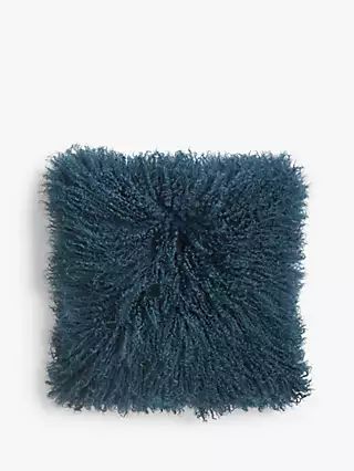 John Lewis & Partners Mongolian Sheepskin Cushion, Loch Blue | John Lewis UK