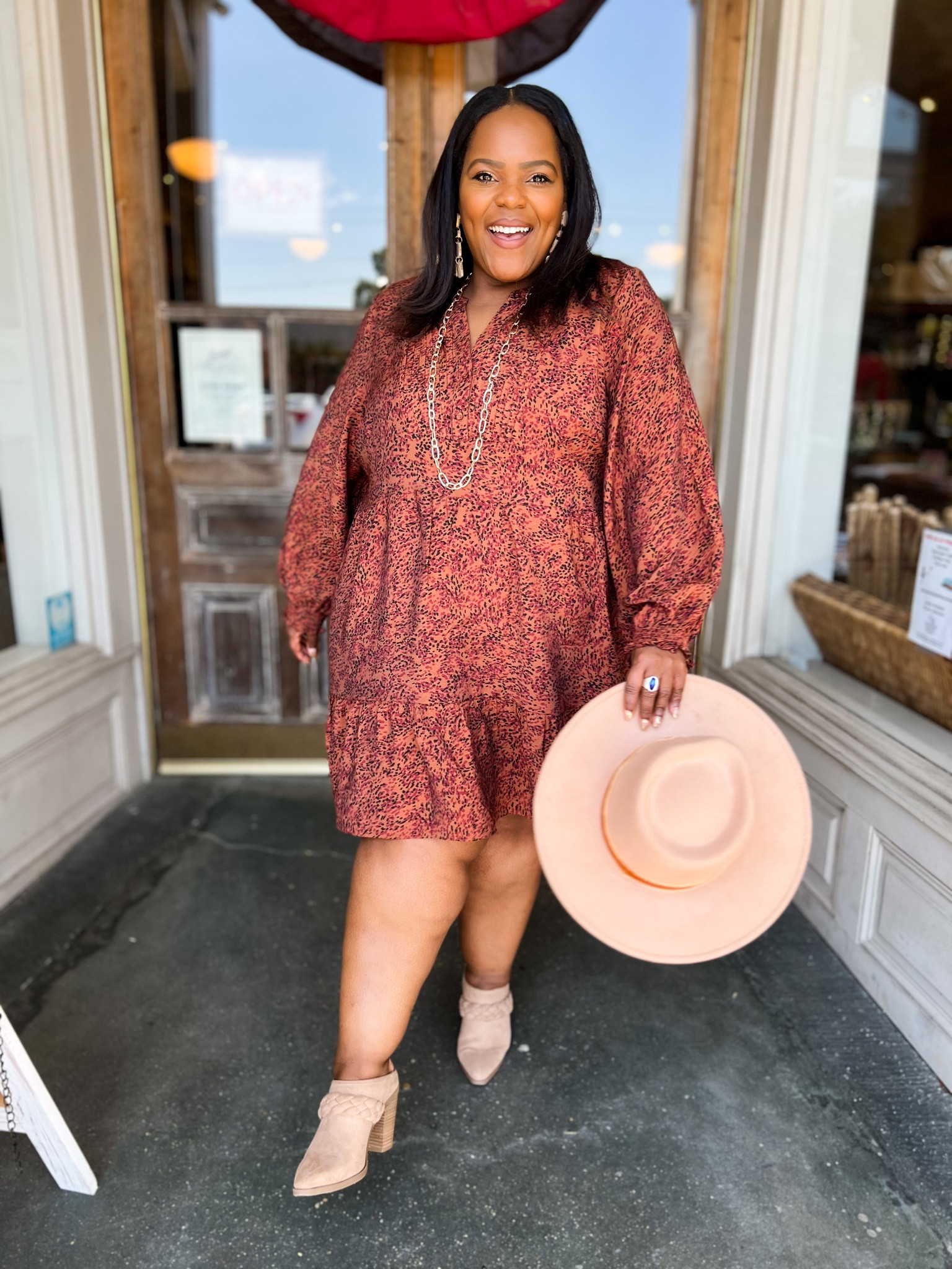 Terra & Sky Fall color dress wearing a ox. Walmart fashion / plus size fashion / curvy inspo / Fall fashion 🍁 

#LTKSeasonal #LTKcurves #LTKunder50