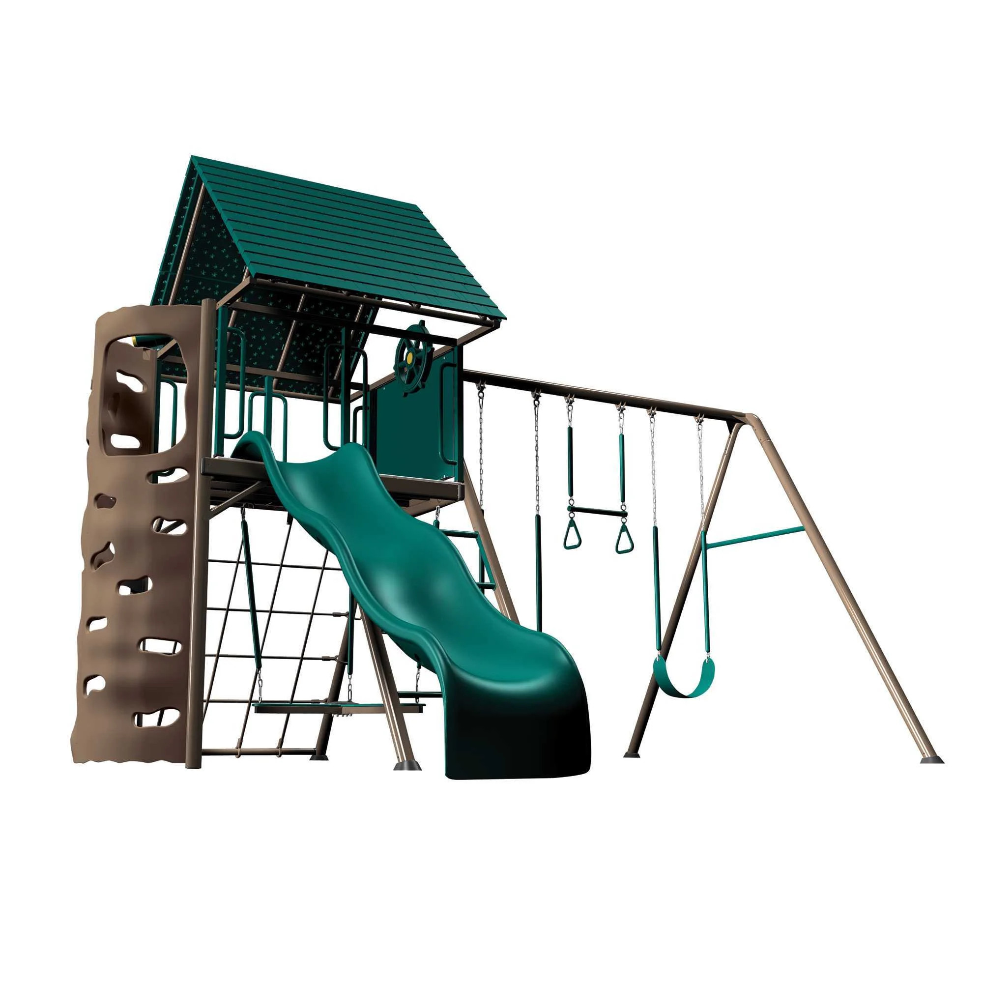 Lifetime Kid's Big Stuff Metal Swing Set with Slide and Climbing Wall (91069) | Walmart (US)