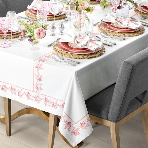 English Floral Tablecloth, 70""x108"", Pink | Williams-Sonoma