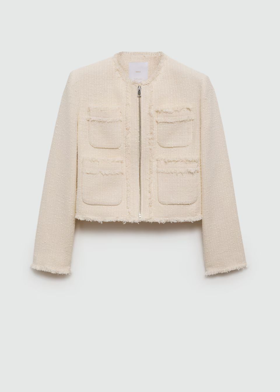 Tweed jacket with zipper -  Women | Mango USA | MANGO (US)