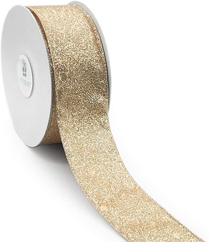 CT CRAFT LLC Glitter Wired Ribbon for Home Decor, Gift Wrapping, DIY Crafts, 1.5 Inch x 10 Yards ... | Amazon (US)