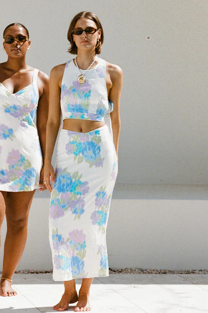 Darlia Midi Skirt - Cascade Floral | SABO SKIRT (Global)