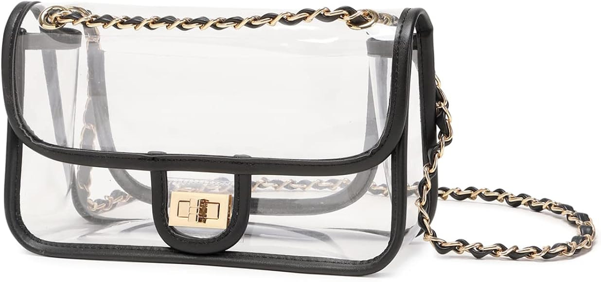 LAM GALLERY Womens PVC Clear Purse Handbag with Chain Stadium Approved Clear Bag See Through Bag ... | Amazon (US)
