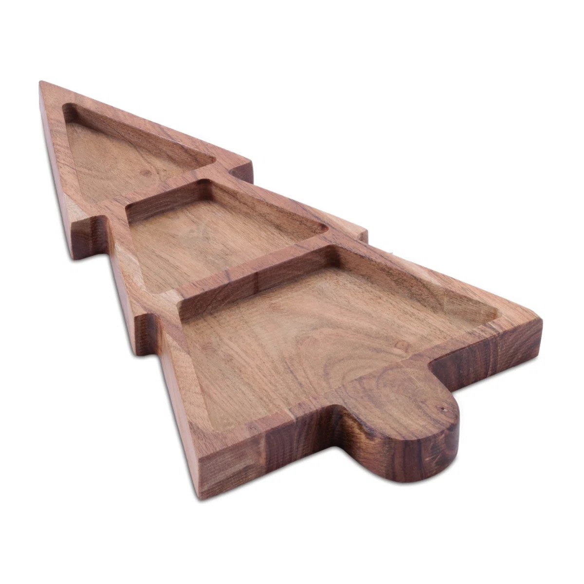 Wood Christmas Tree Divided Serving Tray 15"L | Wayfair North America
