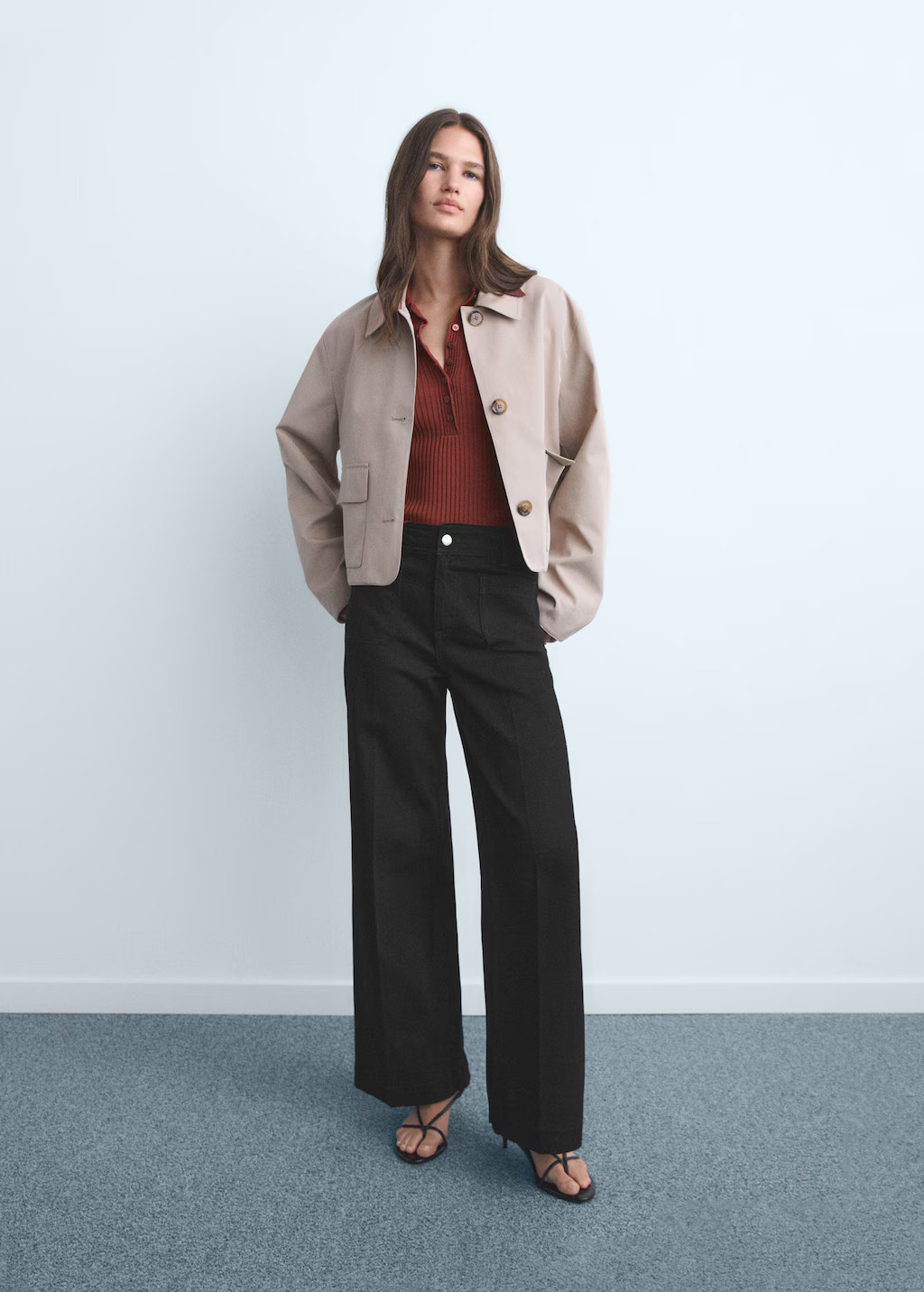 Wide-leg jeans with pockets black denim - Woman - 20 - MANGO | Mango (US/MX/AU)