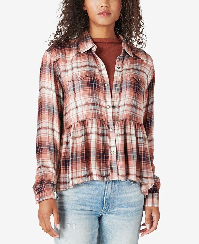 Lucky Brand Plaid Peplum Shirt & Reviews - Tops - Women - Macy's | Macys (US)