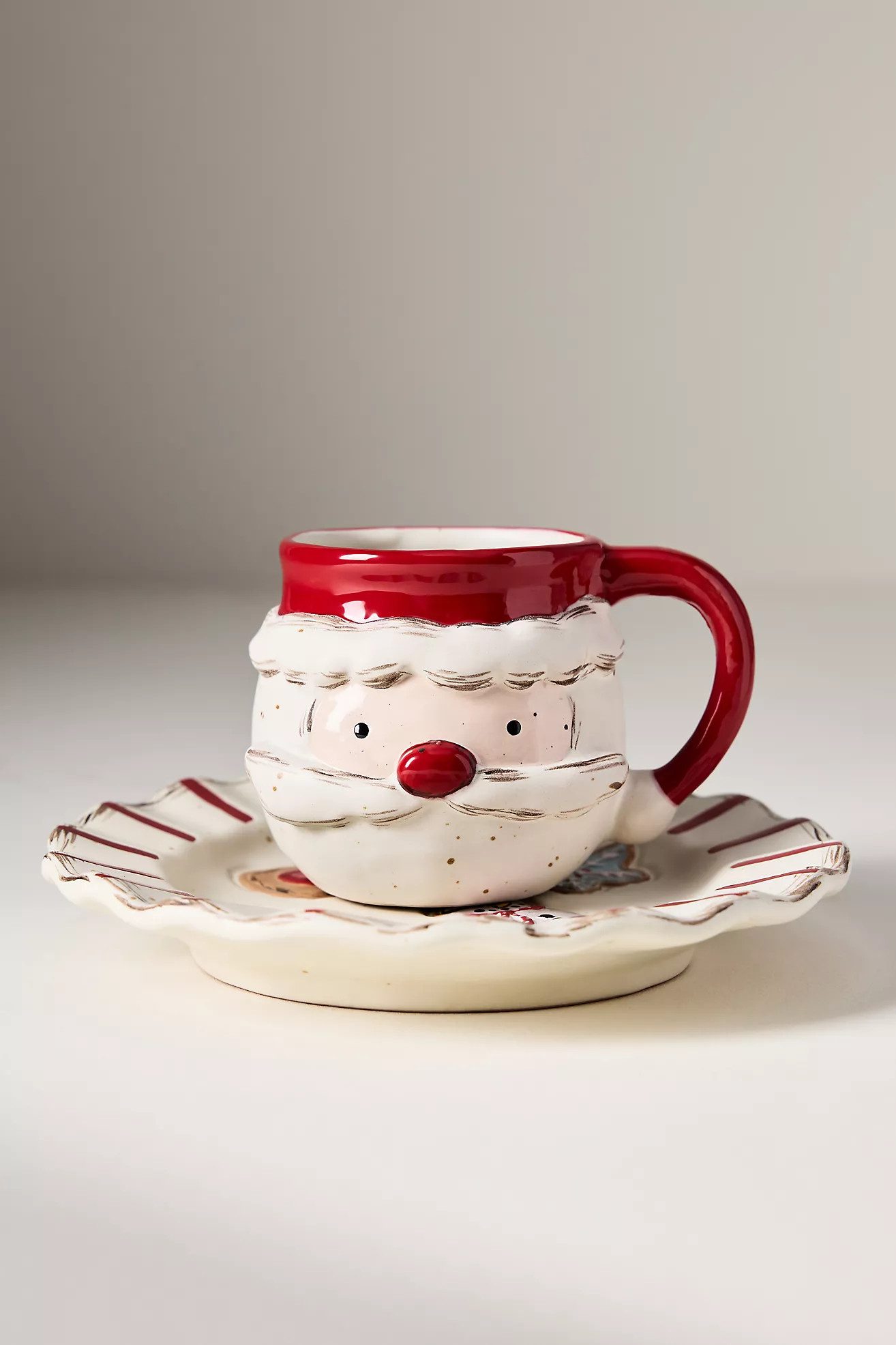 Milk and Cookies Santa Stoneware Cup & Saucer | Anthropologie (US)