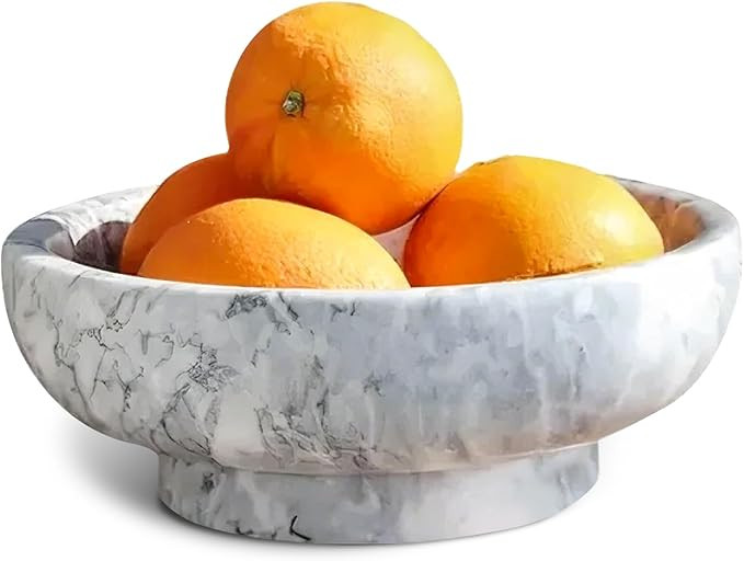 Natural White Marble Bowl with Grey Veins Large Decorative Bowl for Home Decor，Entryway, Fruit ... | Amazon (US)