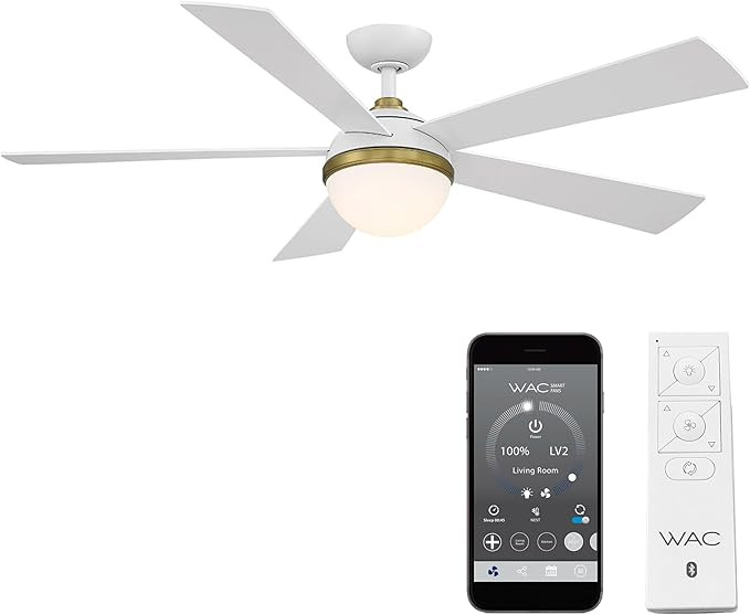 WAC Smart Fans Eclipse Indoor and Outdoor 5-Blade Smart Home Ceiling Fan 54in Satin Brass Matte W... | Amazon (US)