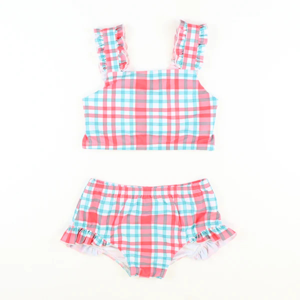 Palm Beach Plaid Two-Piece Swimsuit | Southern Smocked Co.