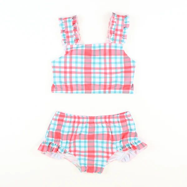 Palm Beach Plaid Two-Piece Swimsuit | Southern Smocked Co.