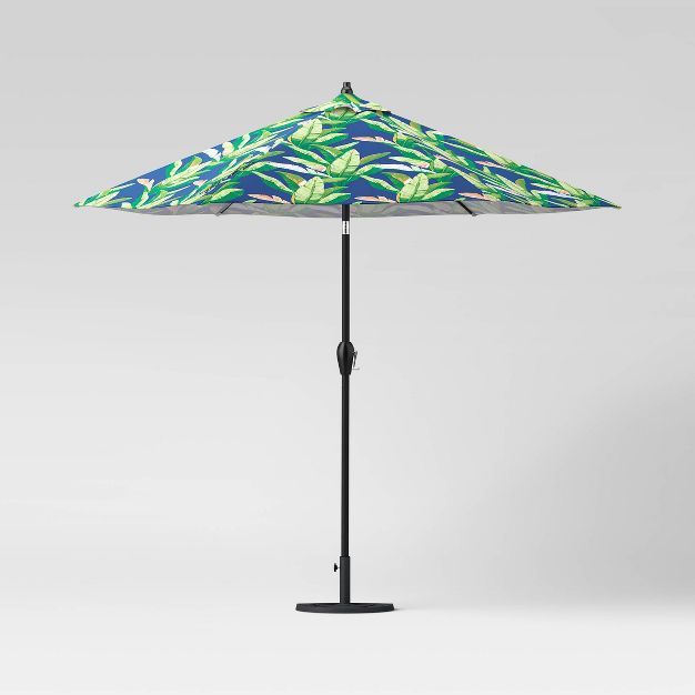 9&#39; Patio Umbrella DuraSeason Fabric&#8482; Banana Leaf - Black Pole - Threshold&#8482; | Target