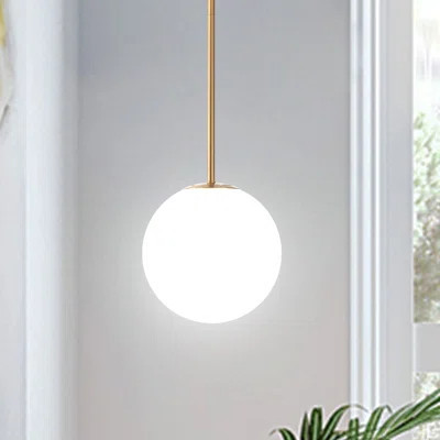 Jawaski 1 - Light 7.87“ Single Globe Schoolhouse Pendant Kitchen Island Pendant | Wayfair North America