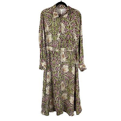 H&M X Morris & Co Shirt Dress Womens 8 Floral Button Down Long Sleeve Midi NWT  | eBay | eBay US