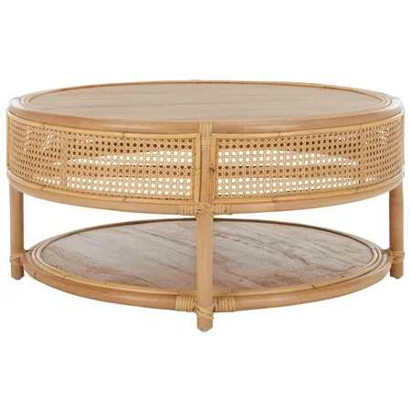 SAFAVIEH Modern Round Rattan Coffee Table, Natural | Walmart (US)