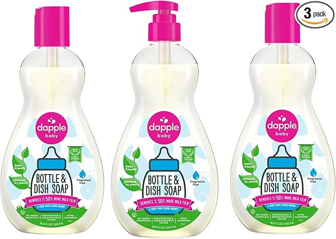 Dapple Baby, Bottle and Dish Soap Dish Liquid Plant Based Hypoallergenic 1 Pump Included, Packagi... | Amazon (US)