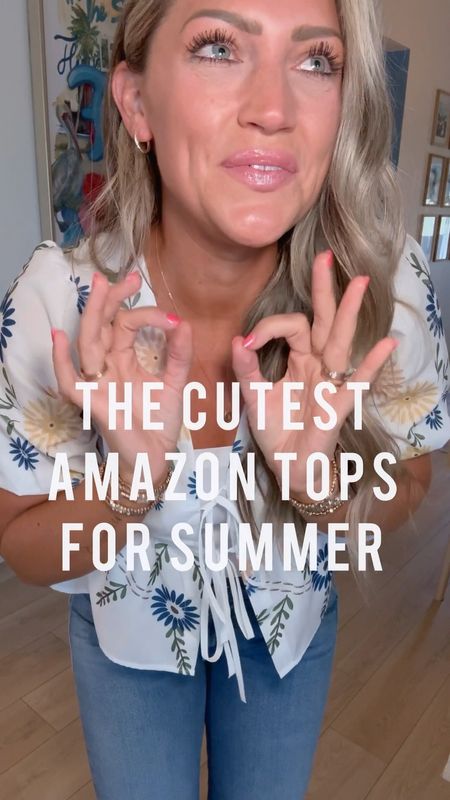 NEW Amazon tops for summer in loving!!!! I’m wearing my true small in Both! But neither have stretch, so if you’re bustier than me you may wanna size up one for comfort! 🫶🏻 for reference, I’m 36B. // wearing a size 2 in my jeans — and yes, these are one million percent worth the splurge! I have never felt stretchier, softer denim EVER!!! It’s wild!!! Go with your smaller size though - I am in between a 2/4 and the 2 is perfect with all the stretch. // 

Summer outfit ideas
Summer tops
Vacation
Workwear tops 
White tops
Amazon finds


#LTKFindsUnder50 #LTKVideo #LTKStyleTip