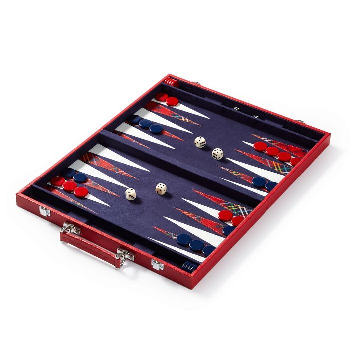 Plaid Leather Backgammon Set | Mark and Graham