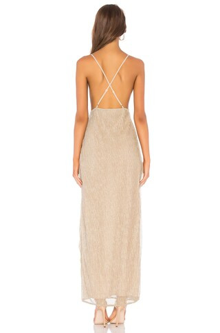 superdown Hailee High Slit Maxi Dress in Champagne from Revolve.com | Revolve Clothing (Global)