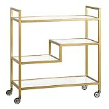 Henn&Hart 33" Wide Rectangular Bar Cart with Glass Shelves in Brass, Bar Carts for the Home | Amazon (US)