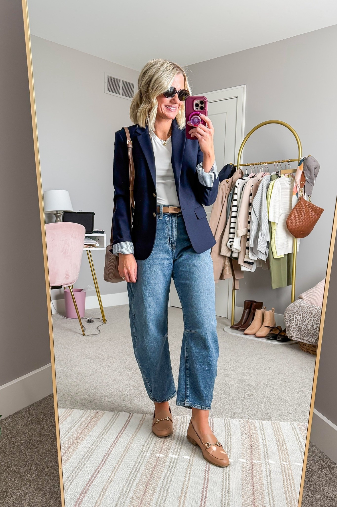 How to style barrel jeans with a blazer. 

#LTKPetite #LTKootd #LTKOver40
