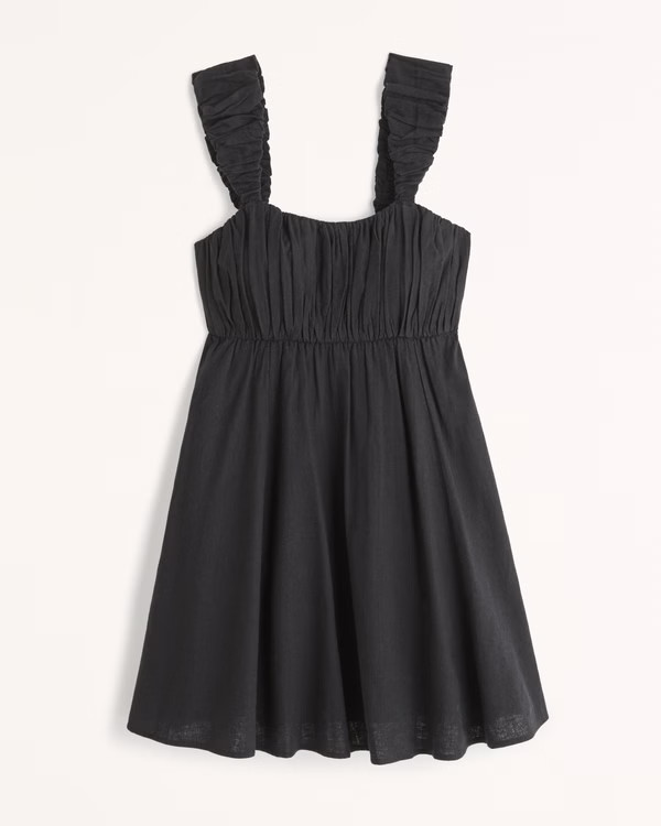 Women's Puff Strap Babydoll Mini Dress | Women's New Arrivals | Abercrombie.com | Abercrombie & Fitch (US)