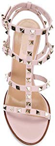 Leather Sandals for Women,Rivets Studded Strappy Block Heels Slingback Gladiator Shoes Cut Out Dr... | Amazon (US)