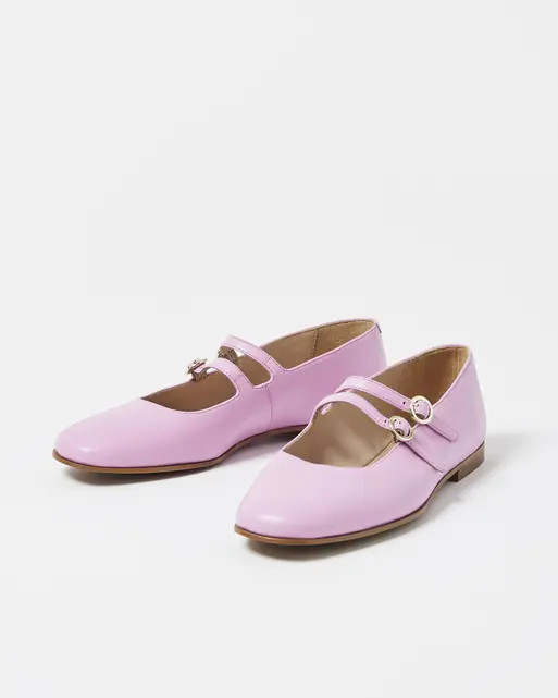 Mary Jane Double Buckle Lilac Purple Leather Shoes | Oliver Bonas | Oliver Bonas (Global)
