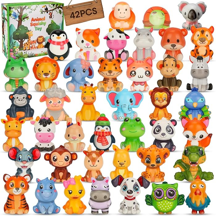 Party Favors for Kids, 42Pcs Animal Squishy Toys, Bulk Kawaii Mini Squishies Toys for Goodie Bag ... | Amazon (US)