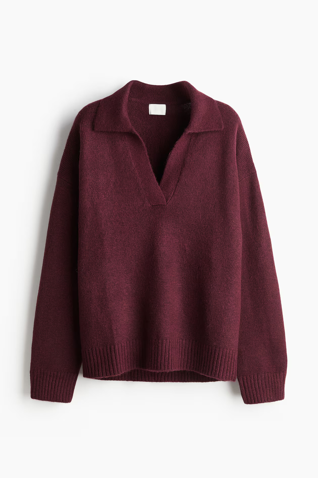 Jersey de punto fino con cuello - Burdeos - MUJER | H&M ES | H&M (FR, IT, ES, PT, BE)